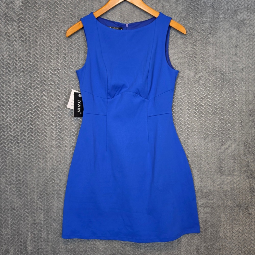 Office to Evening Royal Blue Sleeveless A-Line Mini Dress Scoop Neck Size M New